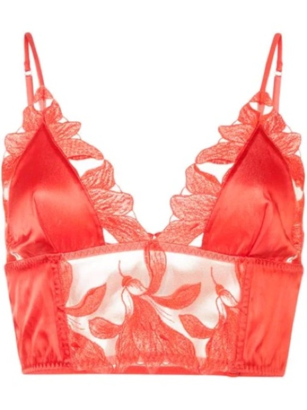 Fleur du Mal Coral Lace Satin Longline Bralette